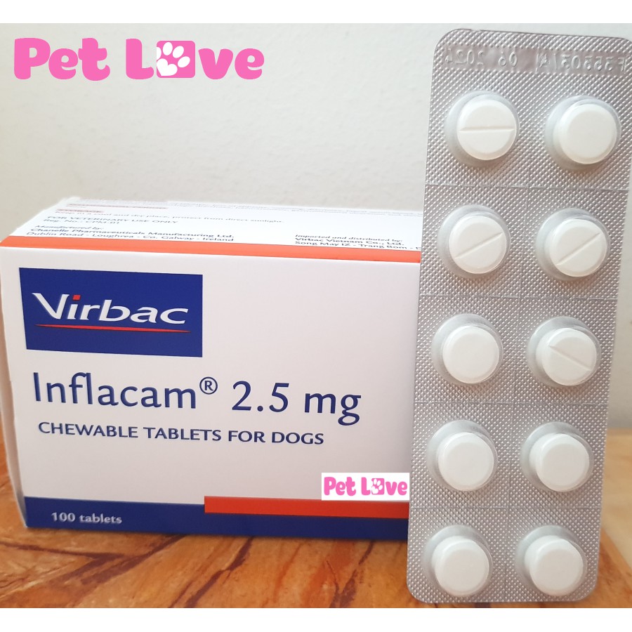 1 hộp Inflacam 2,5mg kháng viêm, giảm đau trên chó (100 viên)