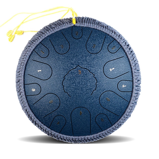 Trống Không Linh Anca Chính Hãng Tank Drum Xanh Tím Than-15 nốt -(Steel Tongue Drum-Chính Hãng-Đầy Đủ Phụ Kiện )