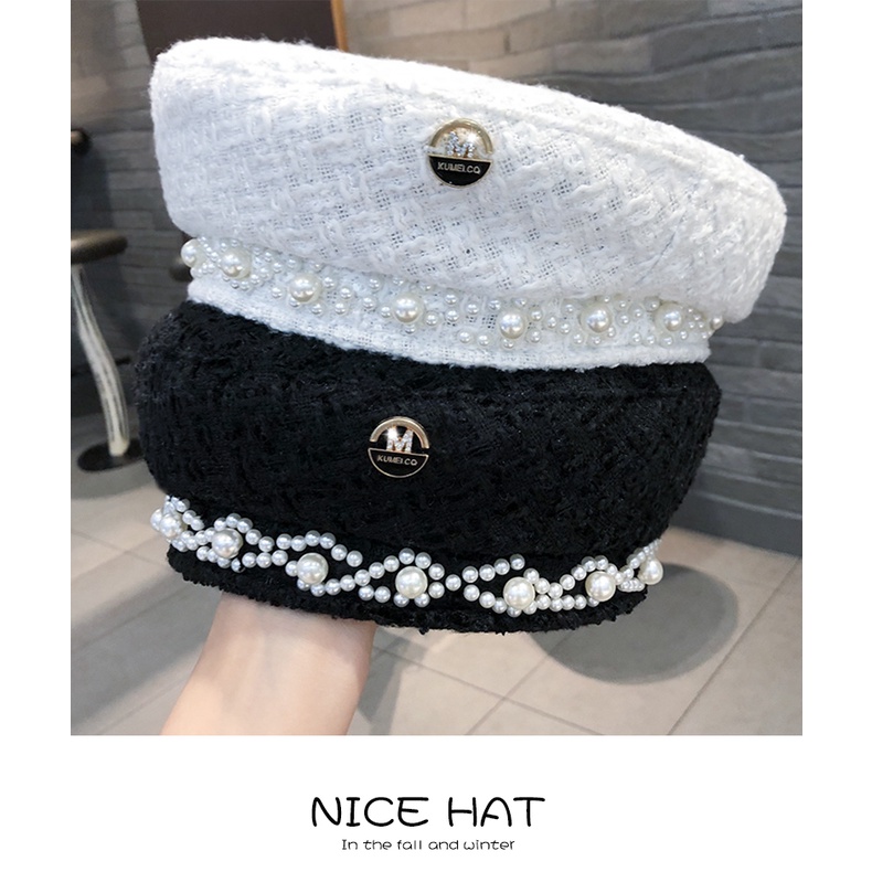 Mũ nồi đính đá hạt ngọc trai kiểu dáng thời trang cho nữ