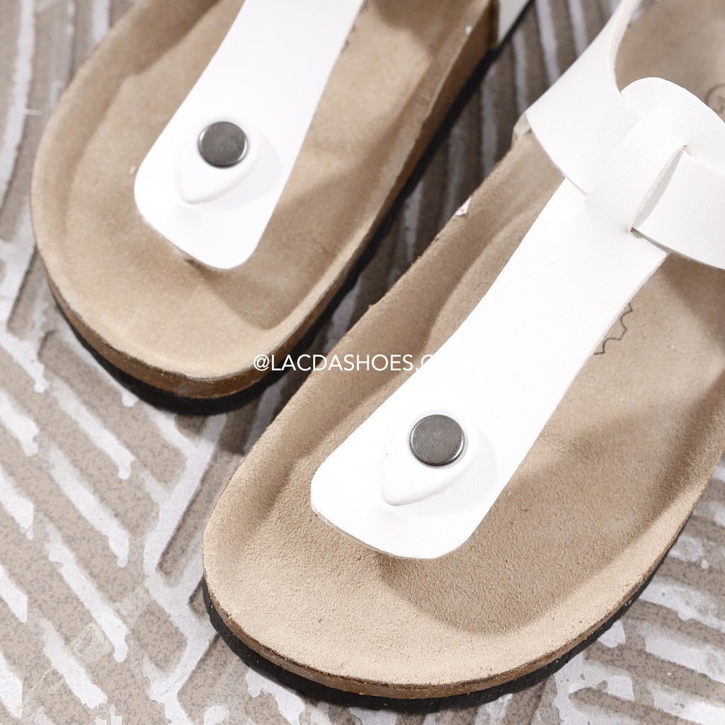 Giày sandals kẹp ngón birken đế trấu da pu