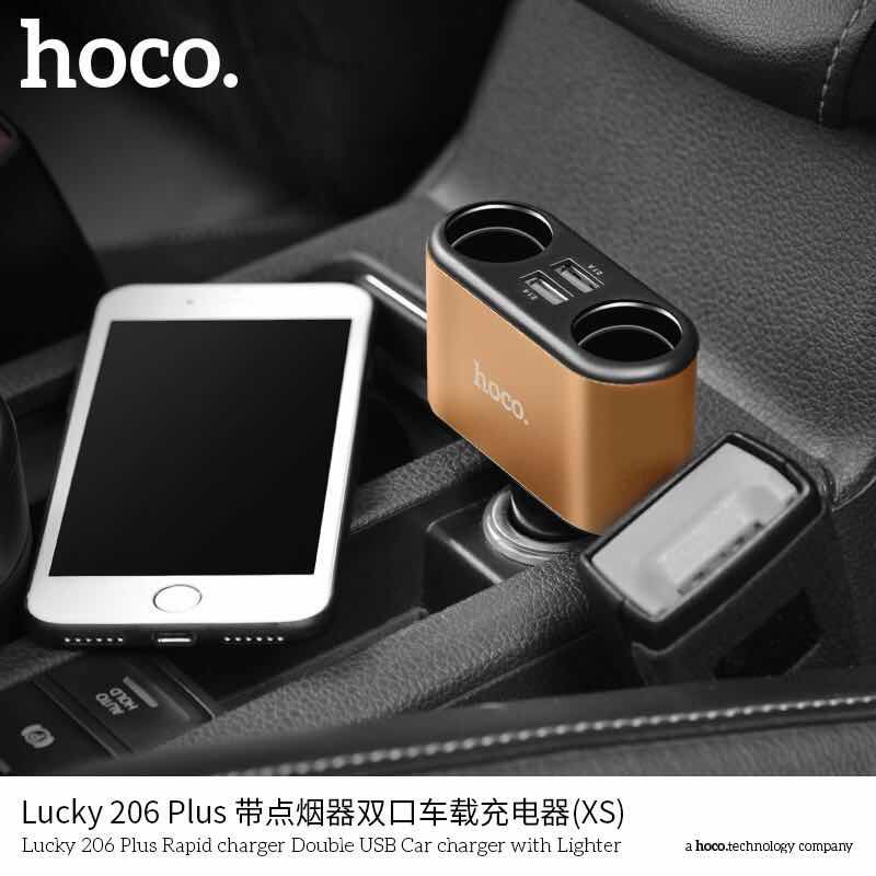 Tẩu Sạc Nhanh 4 in 1 - 2 Cổng Usb & Đầu Ra 2 Tẩu Thuốc Hoco UC206 Plus - Bảo Hành 6 Tháng