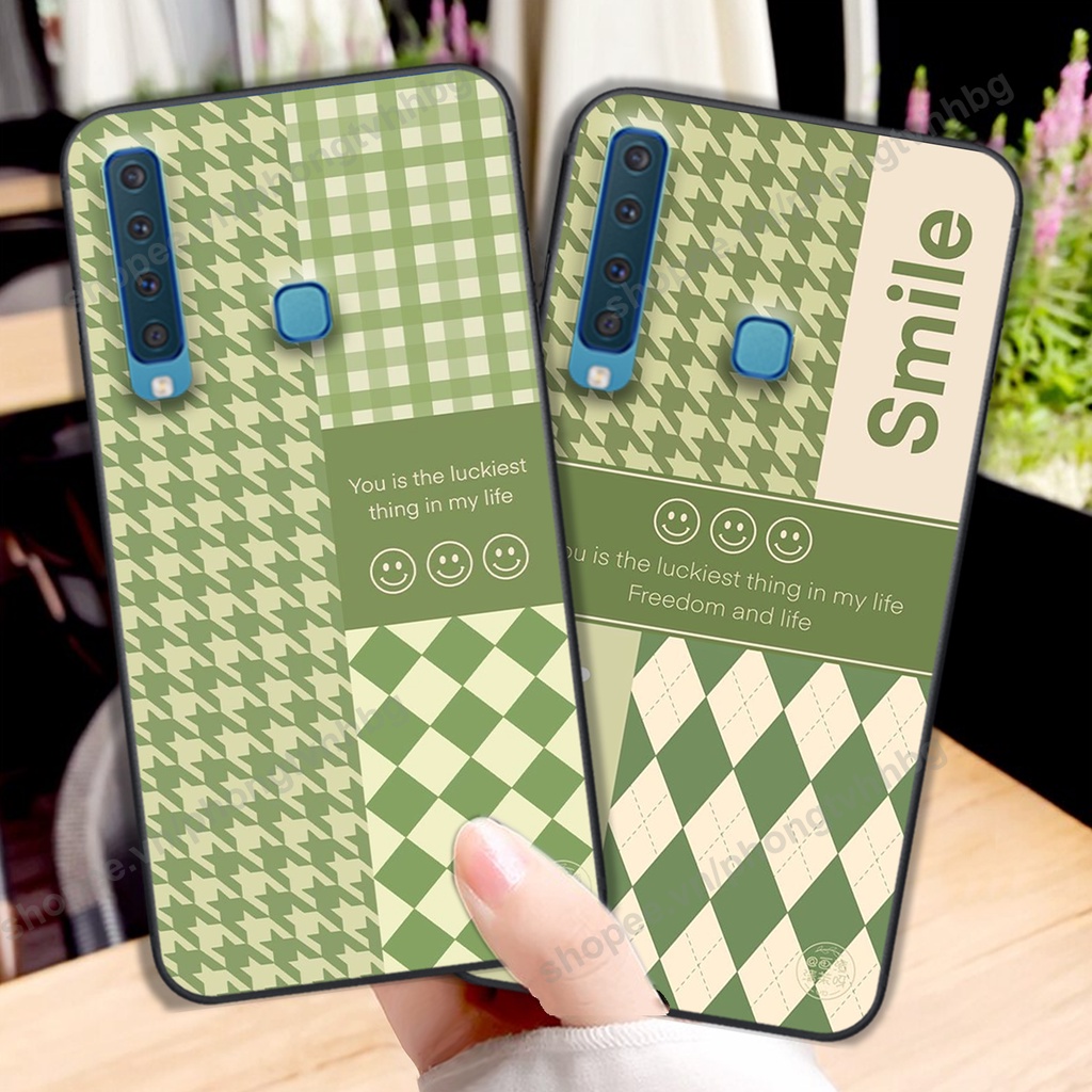 Ốp lưng Samsung A7 2018 / A9 2018 in mẫu gấu bo viền , smile mặt cười cực cute đẹp