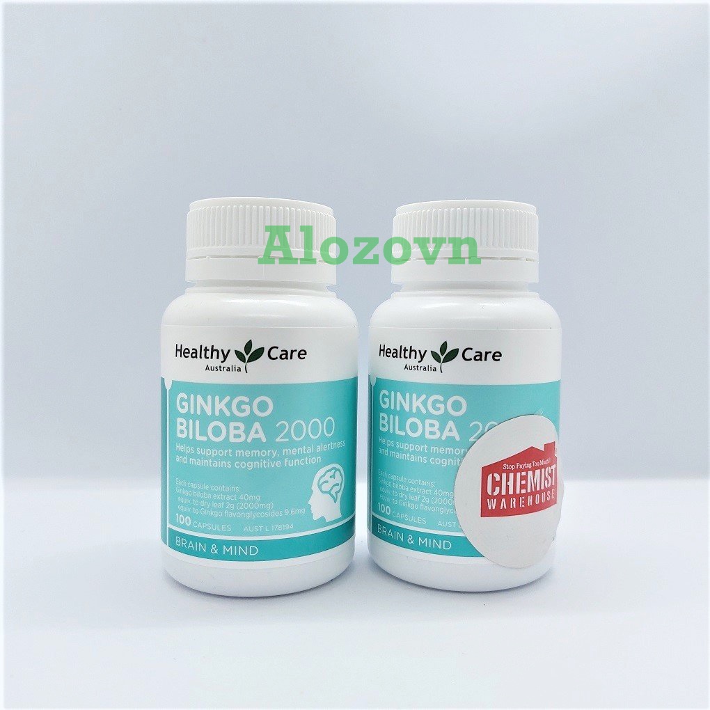 Viên uống Bổ Não Healthy Care Ginkgo Biloba 2000mg Úc, 100 viên