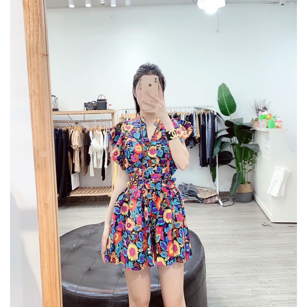 HTH039 Jum hoa cổ xẻ xinh xỉu ⚡️𝐅𝐑𝐄𝐄 𝐒𝐇𝐈𝐏⚡️Chất thô lụa bao mềm đẹp cực mát Khoá lưng dễ mặc
