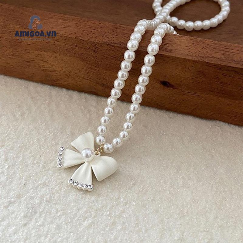 ✨✨Vòng cổ Ngọc Trai Mặt Hình Nơ Thời Trang Mùa Hè Cho Nữ