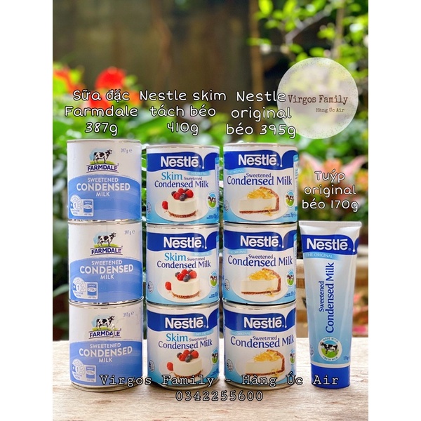 Sữa đặc tách béo/ nguyên kem/ làm bánh Nestle Úc Condensed Milk 400g