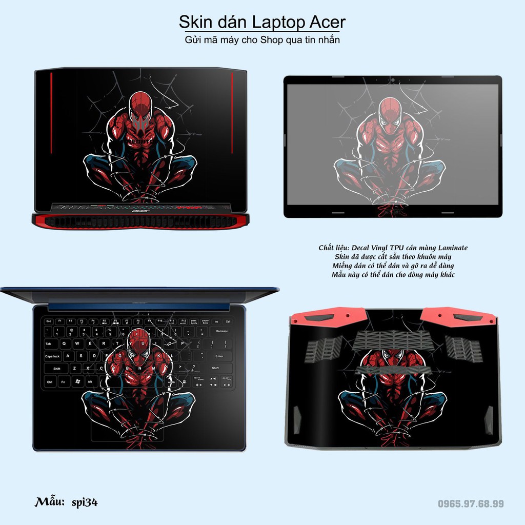 Skin dán Laptop Acer in hình người nhện Spiderman _nhiều mẫu 2 (inbox mã máy cho Shop)