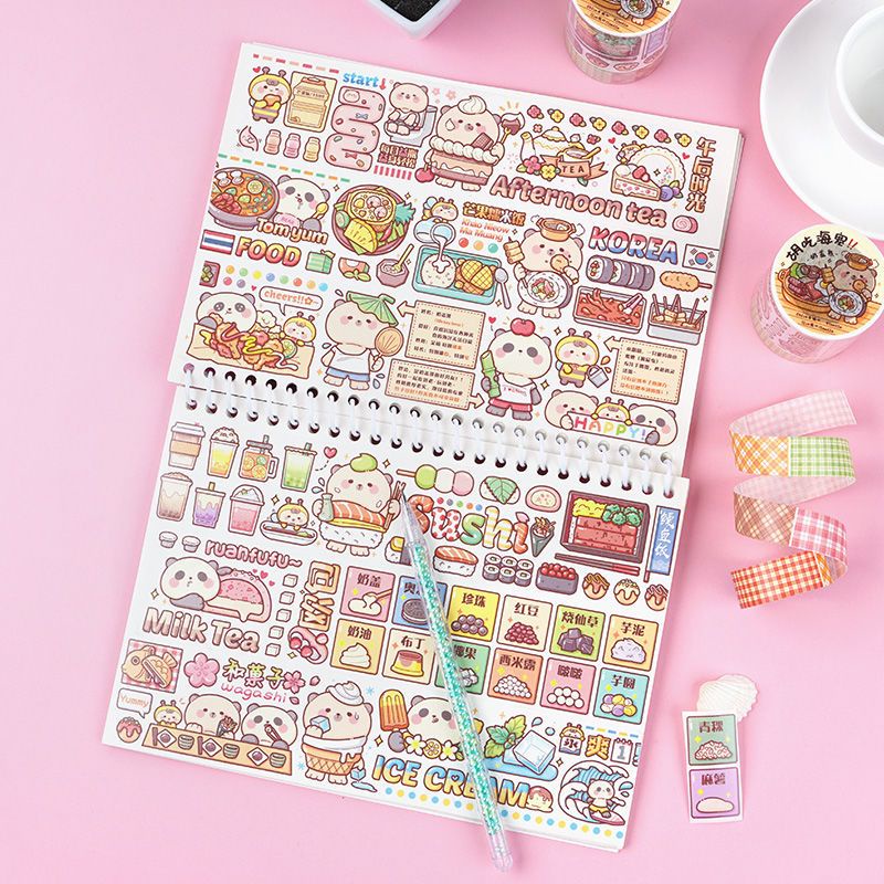 Hàng Mới Về Mới Bộ Băng Keo Giấy Dán Hoạt Hình Tiker stiker Nhỏ Dễ Thương Quấn Khoai Tây Nghiền Toàn Diện Tay - Gói Bằng Tay - Vật Liệu Giấy Thủ Công Hình Gấu Cô Gái Thử Nghiệm Ăn