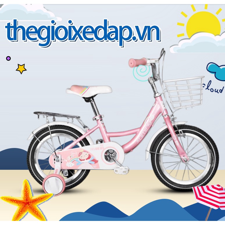 Xe đạp trẻ em Xaming 1 dóng giỏ trắng mẫu mới đủ Size 12-14-16-18inch  Cho thumbnail