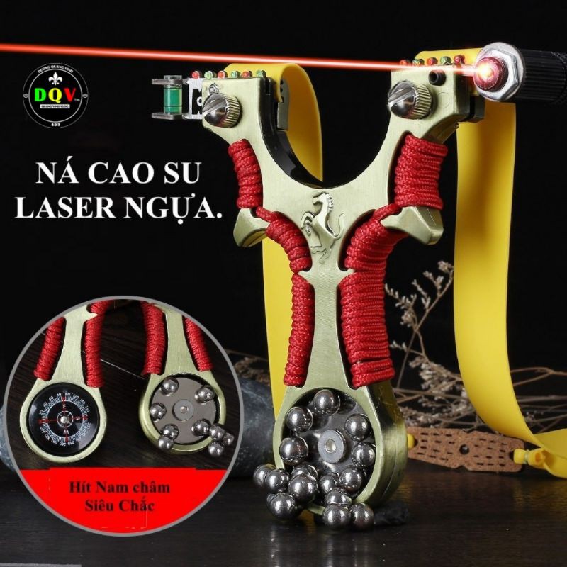 NÁ NGỰA NGUYÊN KHỐI INOX đèn LAZER + nam châm thước thủy cao cấp