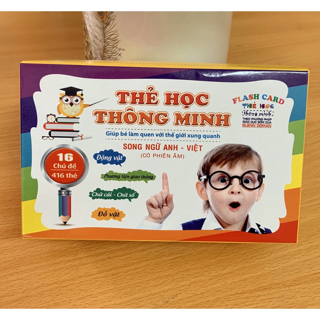 Flashcard Bộ Thẻ Học Thông Minh loại nhỏ Flashcard song ngữ tiếng Anh loại chuẩn Glenn Doman cho bé từ 0-6 tuổi 7*10cm