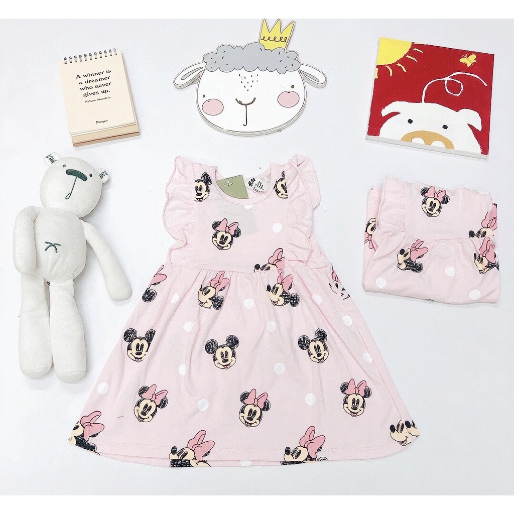 Váy cotton H.M hồng minnie