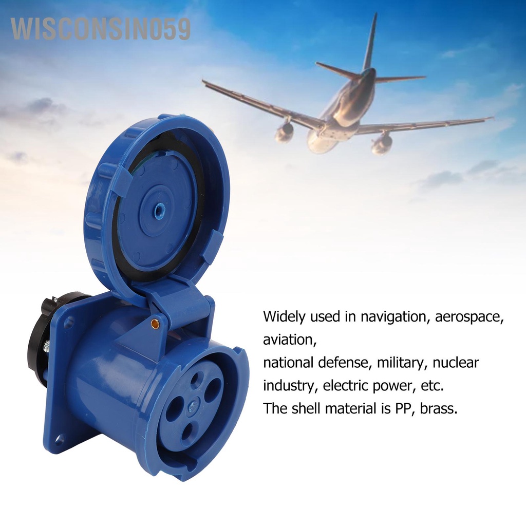 Wisconsin059 Ổ cắm công nghiệp PP Đồng thau chống nước Đầu nối điện IP67 63A 220V ‑ 380V