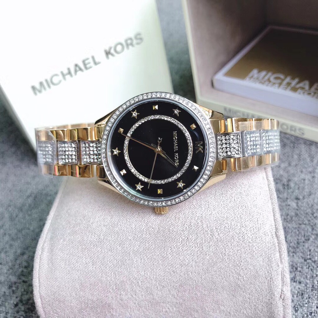 Đồng hồ nữ michael kors mk4403 dây thép màu vàng đính đá 34mm
