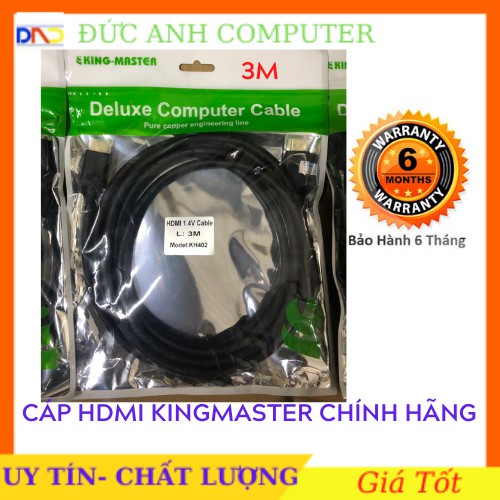 Cáp Hdmi to Hdmi KINGMASTER 3M KH402- Hãng Phân Phôi, Bảo Hành 6 Tháng- 1 Đổi 1