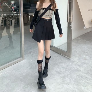 Chân váy ngắn chữ A xếp ly nửa vạt kiểu dáng Hàn Quốc ngọt ngào [MinC.Studio - MCCV006]
