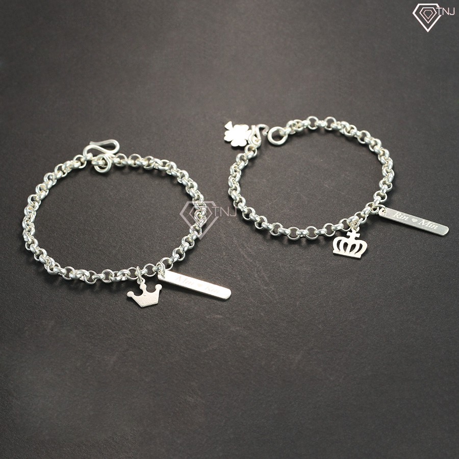 Vòng tay cặp đôi King Queen khắc tên LTD0007 - TNJ