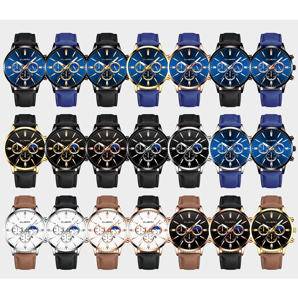 Đồng hồ đeo tay CRRJU 888L dây đeo da bộ máy thạch anh chống thấm nước thời trang công sở thường ngày dành cho nam