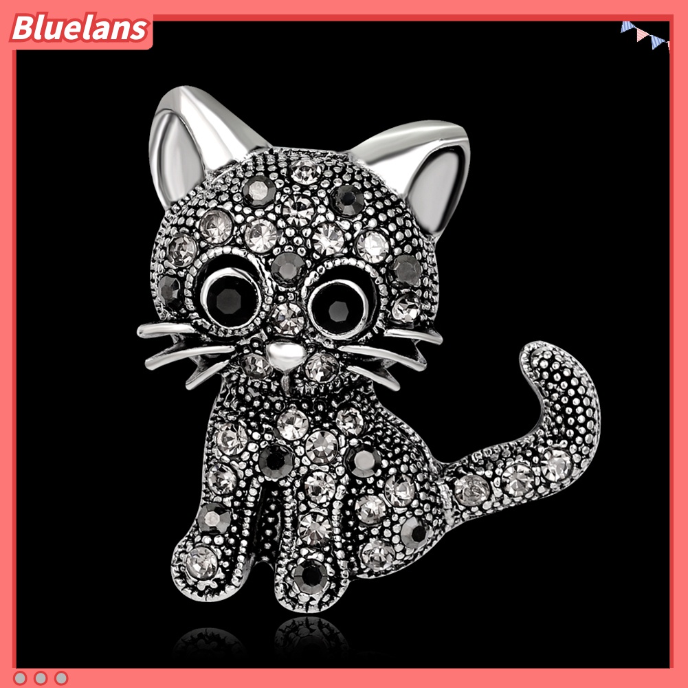 Ghim Cài Áo Hình Mèo Đính Đá Nhân Tạo Thời Trang Cho Nữ