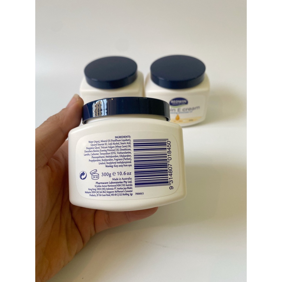 Kem Dưỡng Ẩm Redwin Vitamin E Cream 300g Úc Chính Hãng - Giúp Dưỡng Da Mặt Hết Khô, Nứt Nẻ