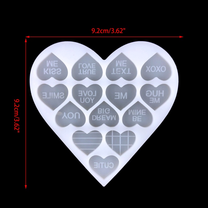 Khuôn Silicone Hình Trái Tim Làm Bông Tai Epoxy Pha Lê UV DIY