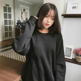 Sweater trơn đen basic unisex - hàng cao cấp