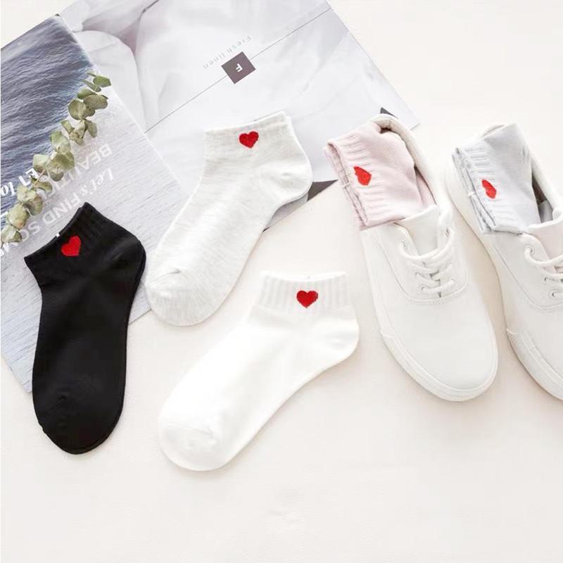 Vớ cotton polyester in họa tiết trái tim phong cách Nhật Bản thời trang cho nữ C9Q1