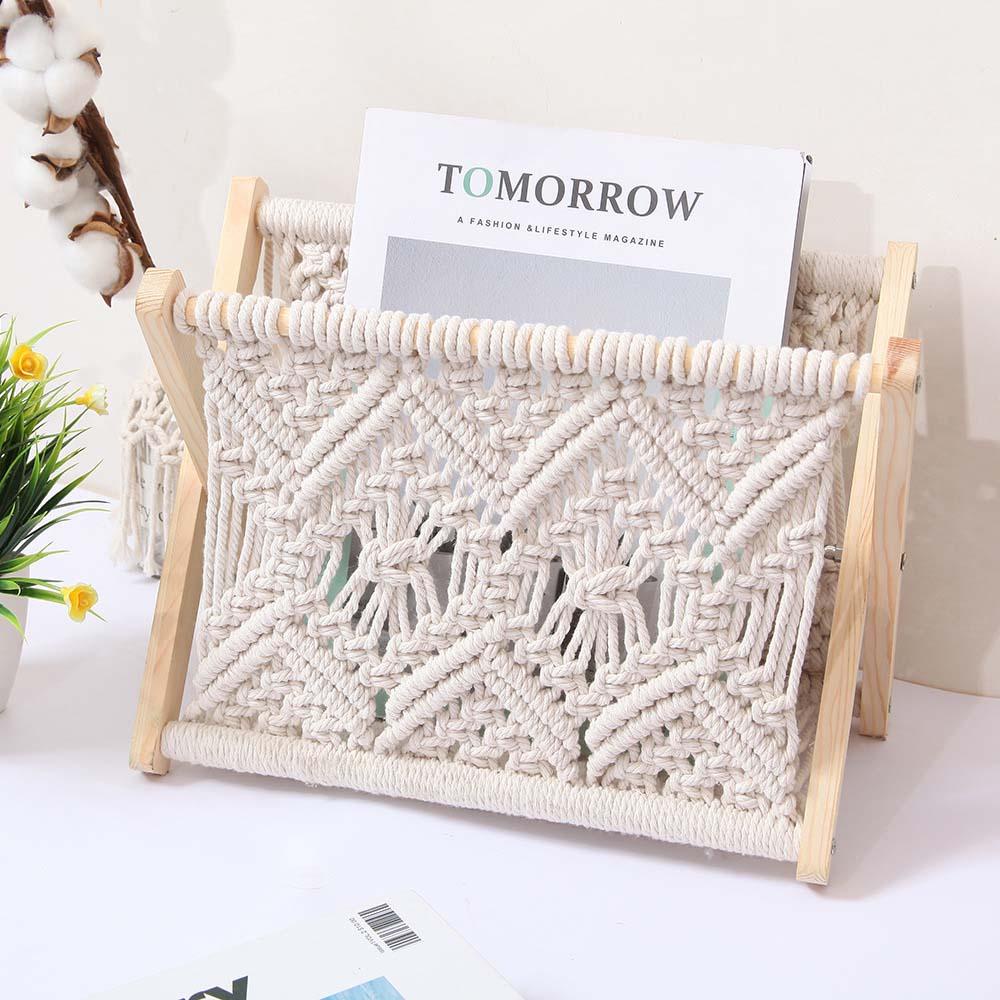 Lloyd Giá Đỡ Báo Bằng Dây Cotton Bện Phong Cách Đồng Quê Bắc Âu Sắp Xếp Gọn Gàng