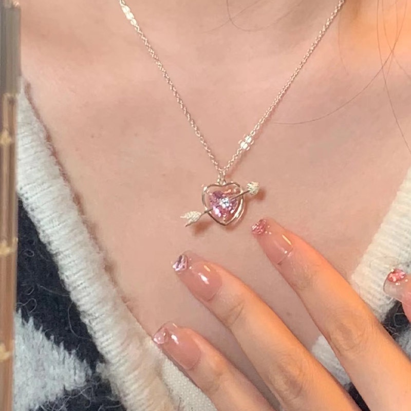 Vòng cổ Mặt Hình Mũi Tên Và Trái Tim Đính Đá Sang Trọng Cho Nữ