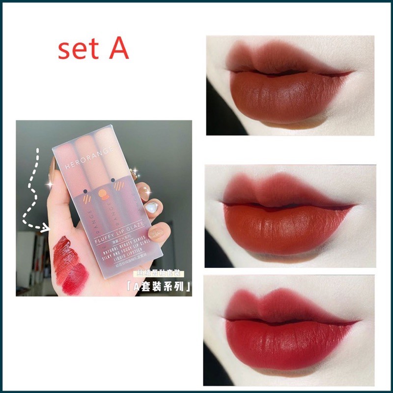 SET SON KEM LÌ HERORANGE FLUFFY LIP GLAZE