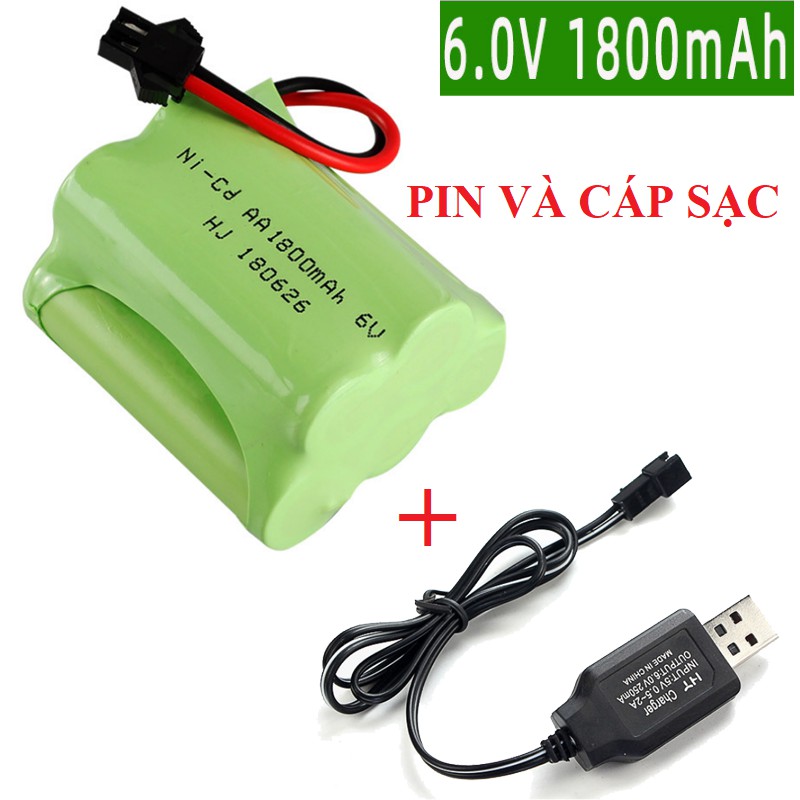 Pin sạc 6v 1800mAh xe mô hình điều khiển pin ghép 2 hàng cổng nối SM