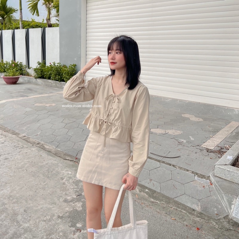 Moden.room áo rút dây linen pupy MD0922