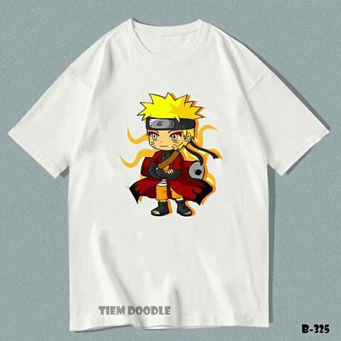 Áo thun tay lỡ Naruto Chibi cưỡi Kurama nhiều mẫu