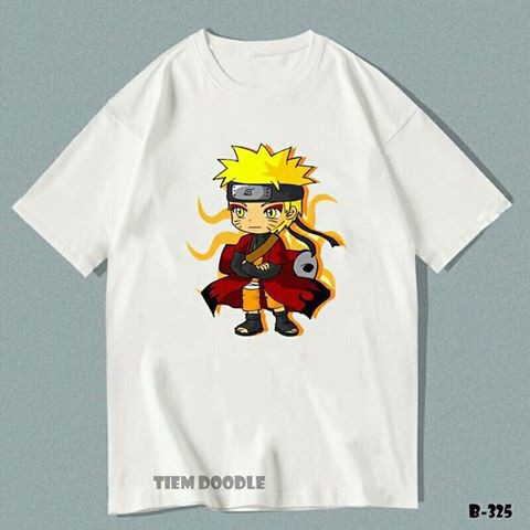 Áo thun tay lỡ Naruto Chibi cưỡi Kurama nhiều mẫu