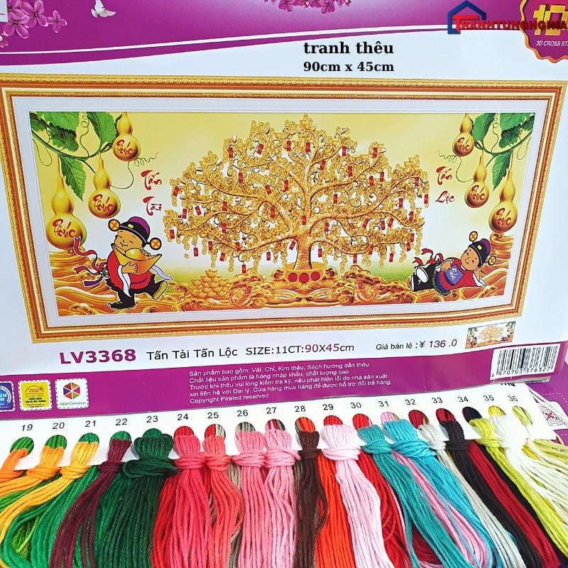 Tranh đính đá, tranh thêu chữ thập cây kim tiền tài lộc