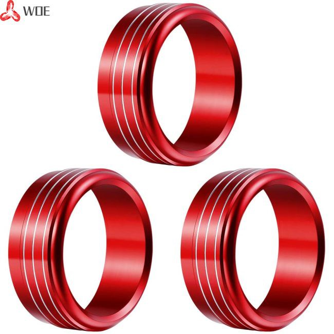 UZI 3pcs Red Anodized Aluminum Ac Climate Control Knob Ring Covers For Subaru Xv 13 Forester