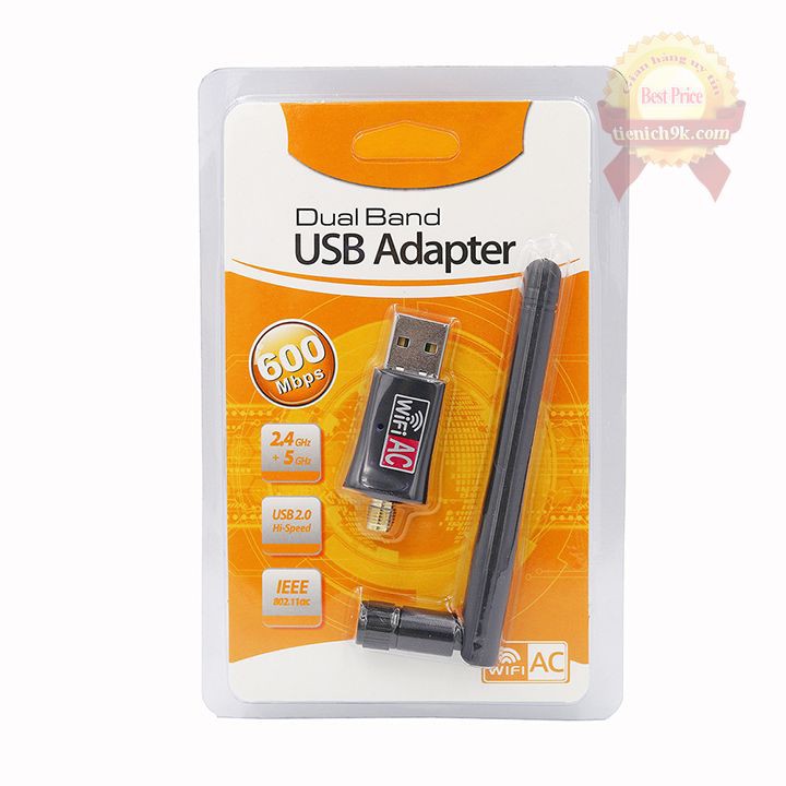 USB thu phát sóng wifi băng tần kép 5Ghz 600Mbps 3.0 RTL8812CU Có Râu