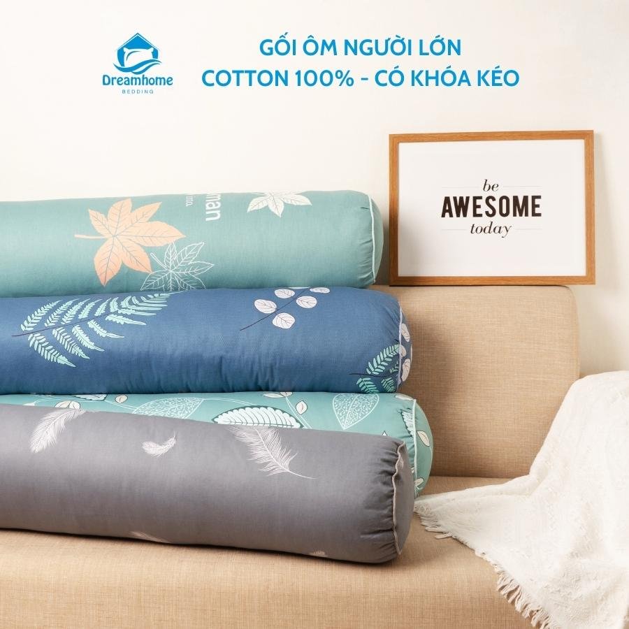 Gối ôm cotton 100% dài 95cm khóa kéo, gối ôm hình thú cho bé ôm ngủ dài đẹp Dreamhomebedding