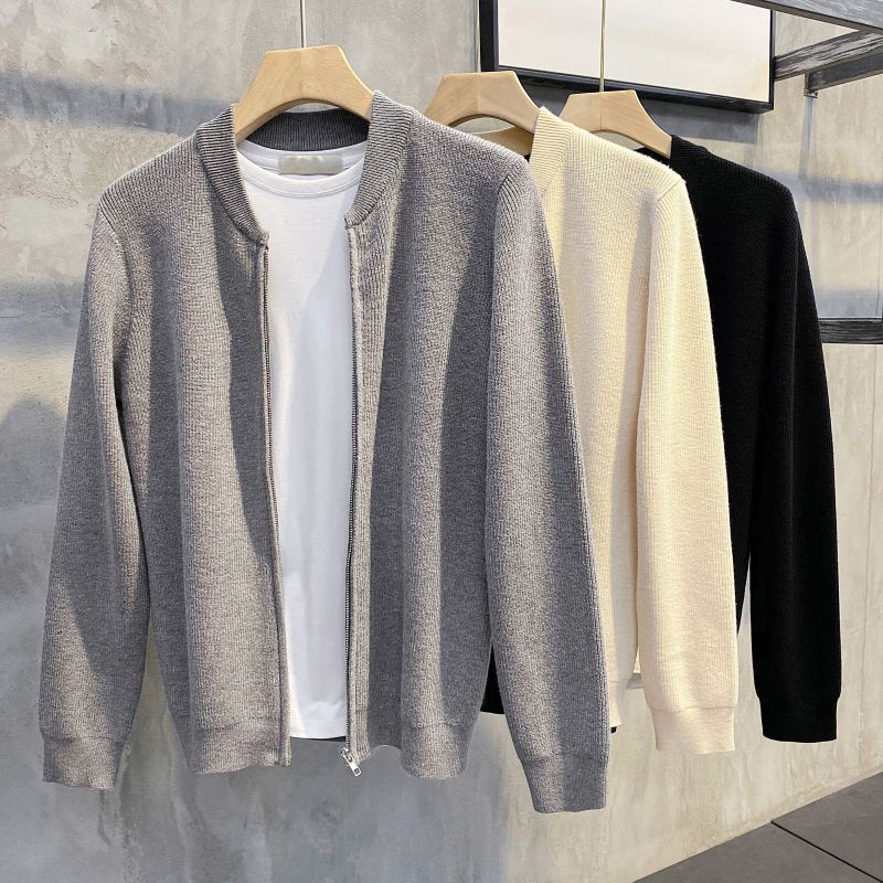 Áo Khoác Cardigan Dệt Kim Mỏng Dáng Rộng Thời Trang Xuân Thu 2021 Phong Cách Hàn Quốc Cho Nam
