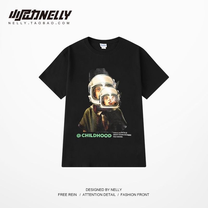 Áo thun tay lỡ  Nelly Heybig form rộng dành cho nam và nữ CHILDHOOD