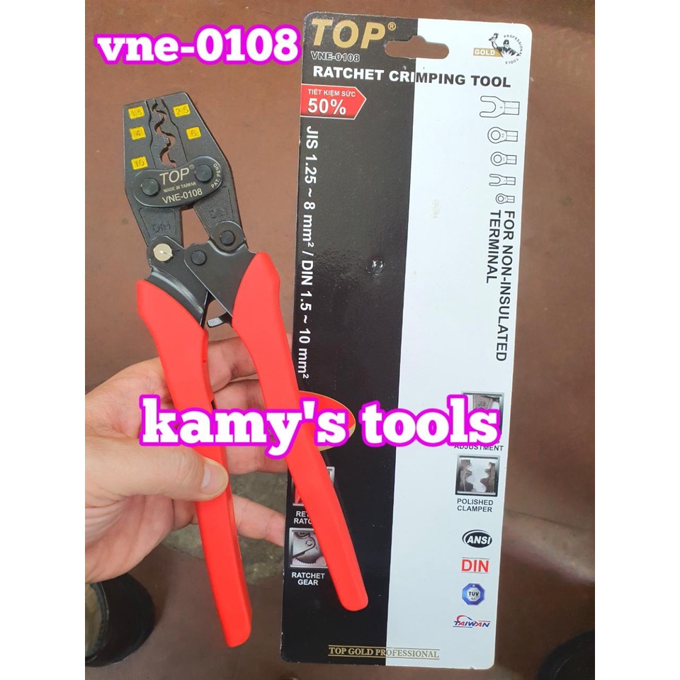 Kìm bấm cos nhanh trợ lực số 8 TOP 1.25 - 8mm2 model VNE-0108