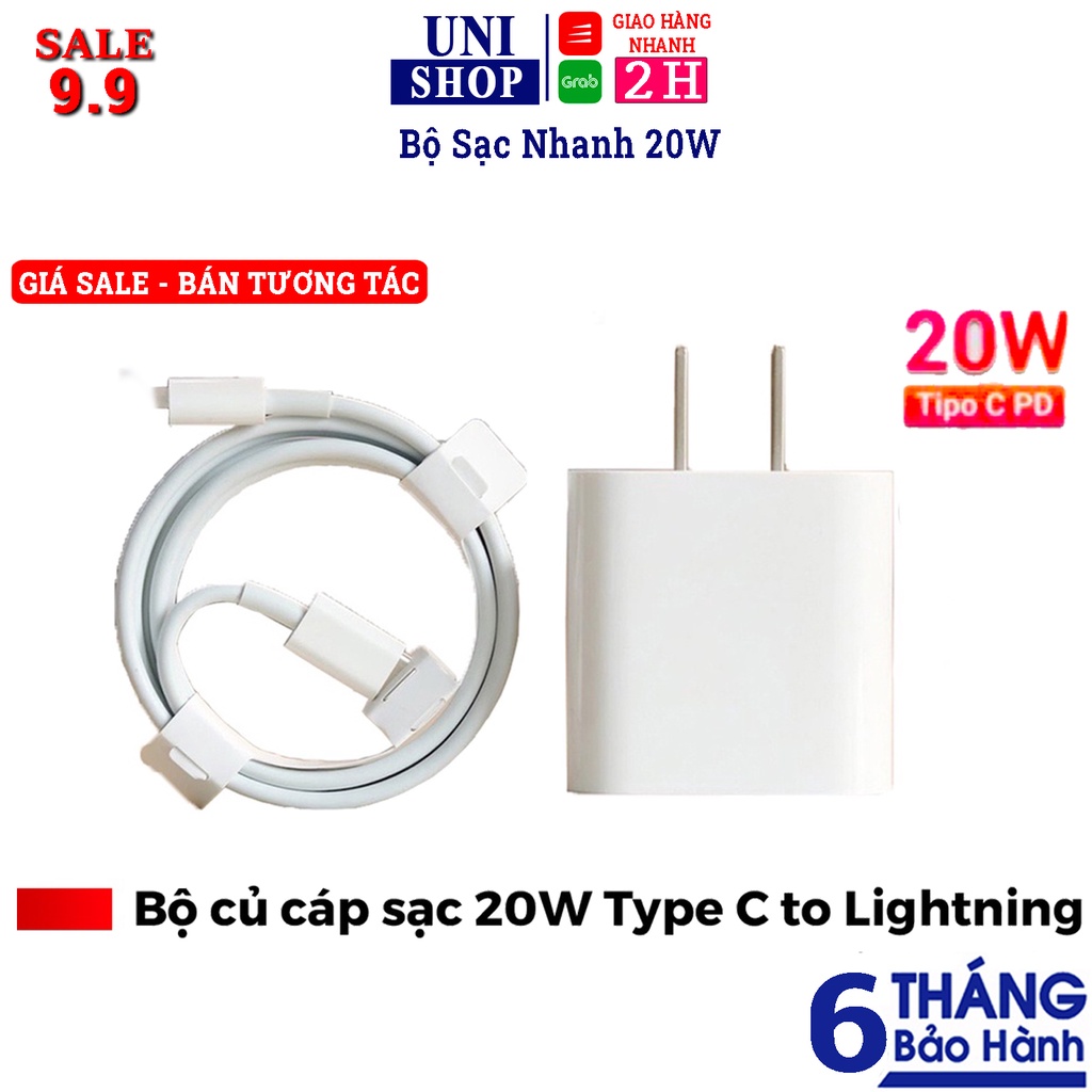Bộ sạc nhanh PD 20W, Sạc Nhanh Dành Cho IP 8 > 13 14 promax, bảo hành 12 tháng