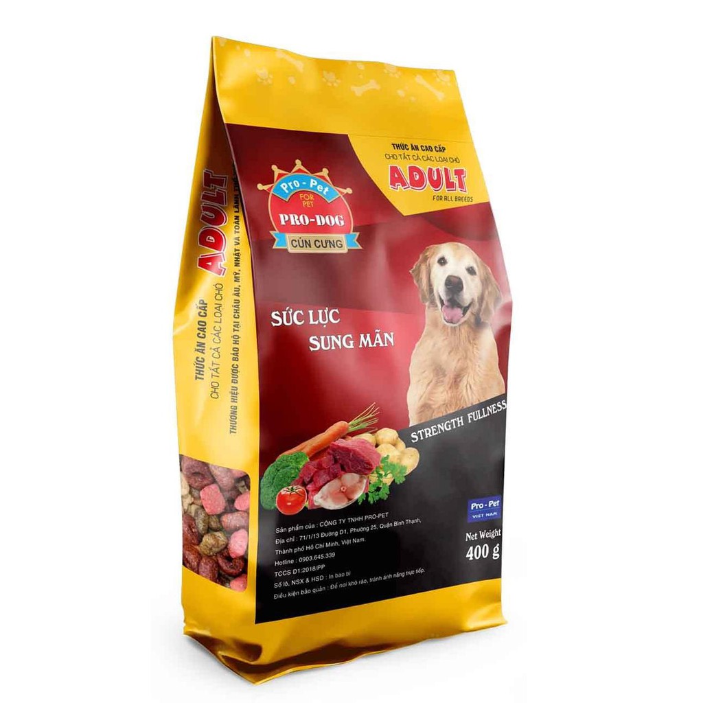 THỨC ĂN CHO CHÓ TRƯỞNG THÀNH PRO-DOG TÚI 400g