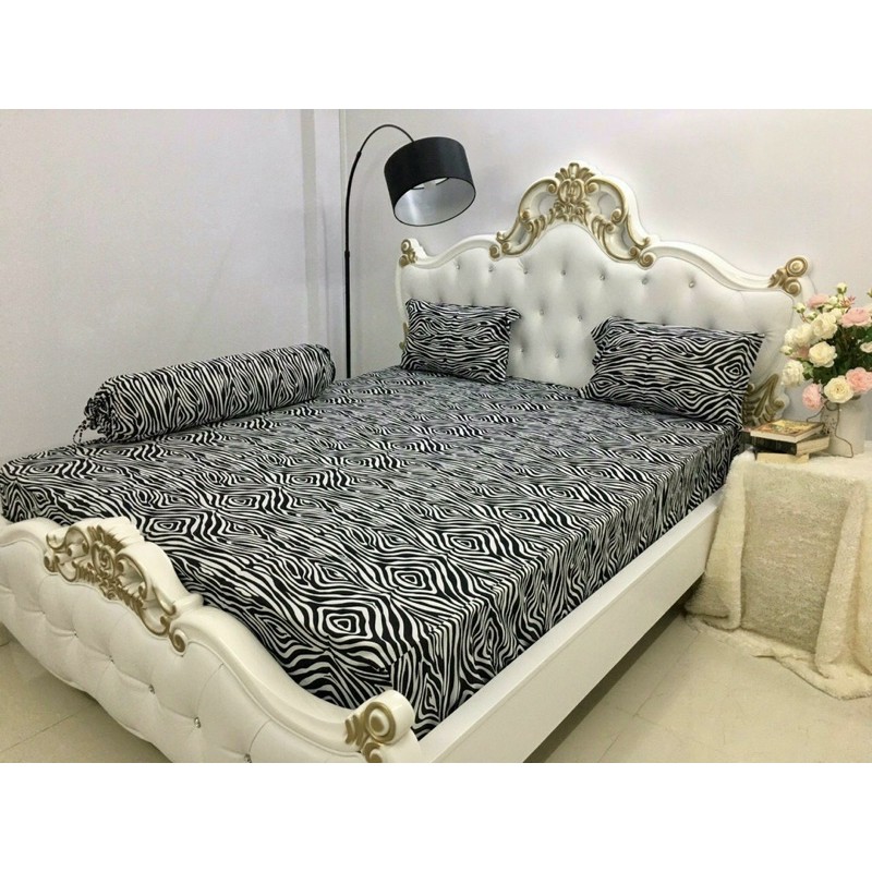 Bộ drap ga thun Hàn quốc [4 món] hoạ tiết ngựa vằn mẫu mới