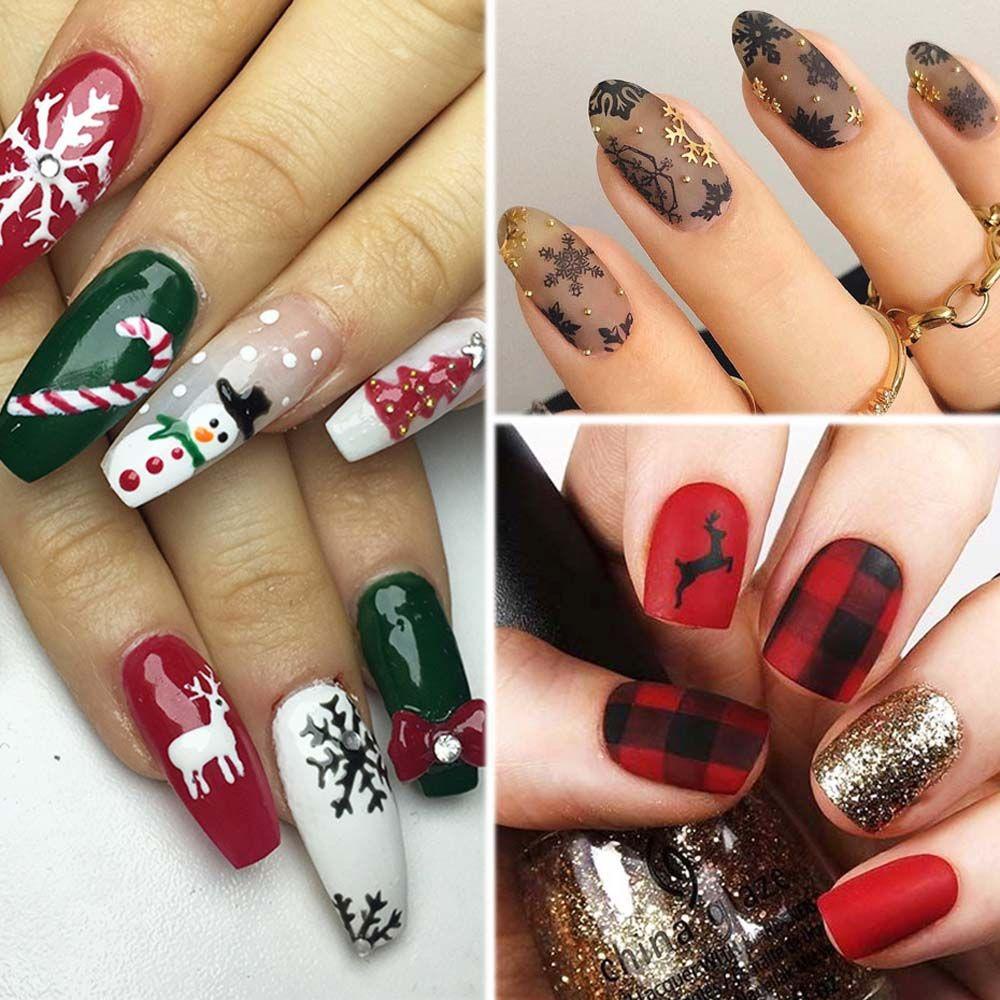 Set 3 Miếng Dán Trang Trí Móng Tay Họa Tiết Giáng Sinh Dành Cho Nữ