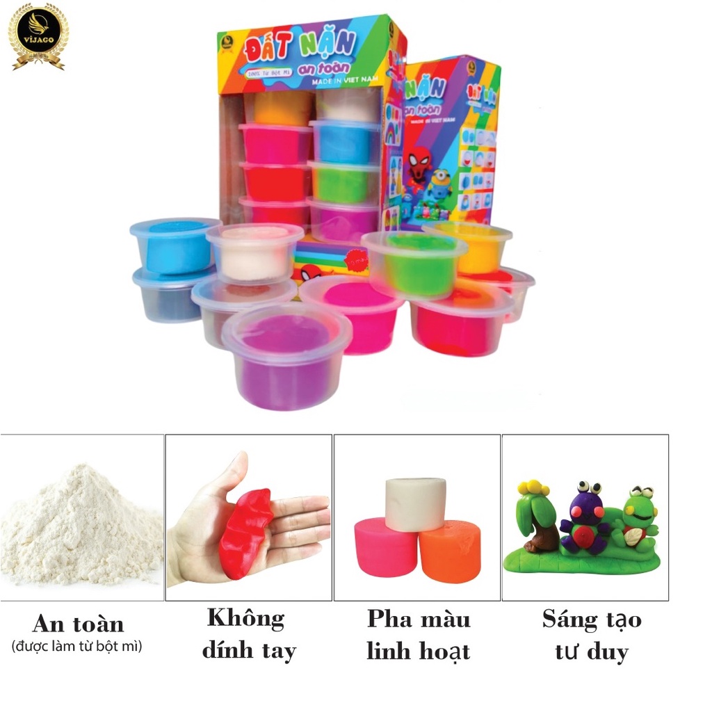 Đồ Chơi 10 Hộp Đất Nặn Từ Bột Mì An Toàn Made in Viet Nam