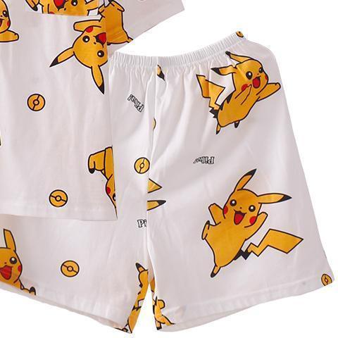 Bộ Đồ Ngủ Tay Ngắn In Hình Pikachu Phong Cách Hàn Quốc Thời Trang Mùa Hè Cho Nữ | BigBuy360 - bigbuy360.vn