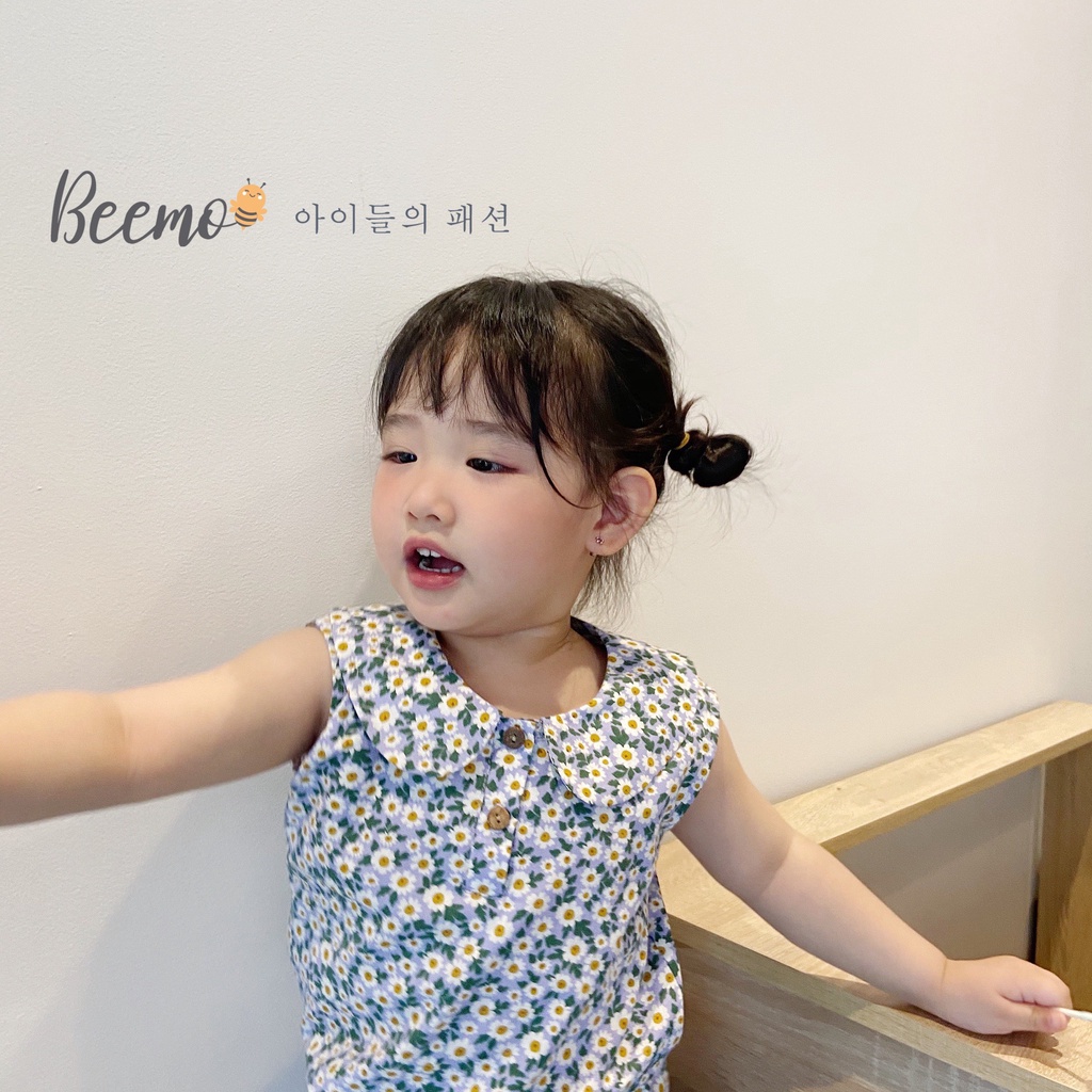 Bộ thô hoa nhí quần ngố áo cổ sen xinh xắn cho bé gái mimo baby QA16