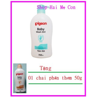 Sữa Tắm gội pigeon 700ml Tặng chai phấn thơm 50g cho bé