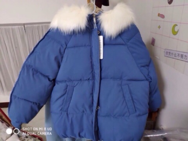 Áo khoác phao nữ cổ lông trơn | BigBuy360 - bigbuy360.vn